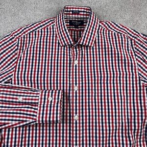 J Crew Shirt Mens Medium Blue Red‎ Gingham Thompson Shirtings 80s 2-Ply Cotton